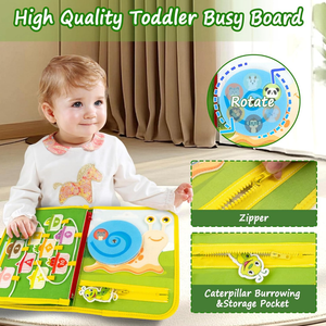 Busy Book for Toddlers 1-3, Farm Toddler Busy Board Montessori Toys for 1 2 3 4 Year Old, Sensory Board Preschool Learning Toy Quiet Books Birthday Gifts for Girls Boys, Travel Toys for Airplane Car