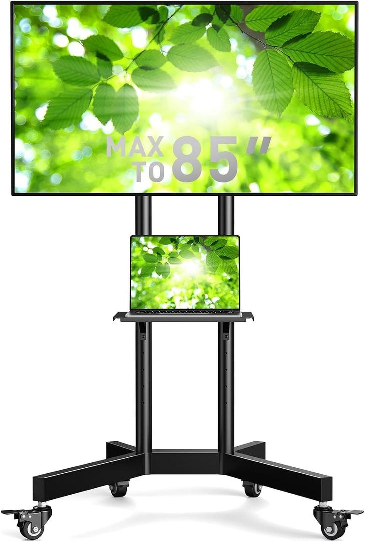 Perlegear Rolling TV Stand for 32-85 Inch Screens up to 154 lbs