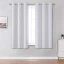 DUALIFE Greyish White Short Curtains for Small Windows Blocking Out 50% Room Darkening Curtain Panels for Bedroom 38 x 45 Inch Length Set of 2 Panels Grommet Top