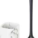Vigar Zense Toilet Brush and Holder Set, Toilet Bowl Brush with Polyresin Stone Holder, Bathroom Sets for Bathroom Decor and Accessories, White Marble