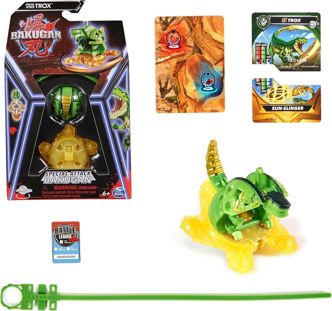 Bakugan, Special Attack Trox, Spinning Collectible, Customizable Action Figure and Trading Cards, Kids Toys for Boys and Girls 6 and up