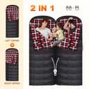 POEPORE Flannel Sleeping Bag Cotton 0 Degree Cold Weather for Adults XXL Sleeping Bag 4 Season Big and Tall with Compression Sack