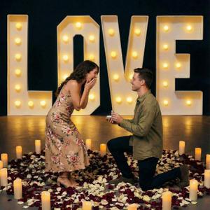 Yunsailing 3 ft Love Marquee Letters, Large LED Light up Love Sign with Pre-cut Frame, Giant Marquee Numbers for Wedding Decor, Engagement, Proposal, Birthday, Bridal Shower Party Decorations | Pre-cut Frame, Marquee Giant Number Sign, Warm LED Lights Ambiance, Wedding, Engagement, Proposal, Bridal Shower Party Decor