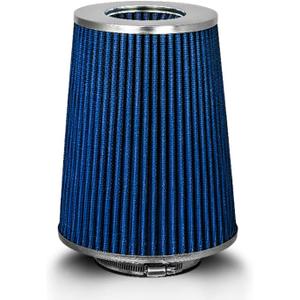 BLUE 4" 102 mm Inlet Truck Cold Air Cone Replacement Performance Washable Clamp-On Dry Air Filter (8" Tall)