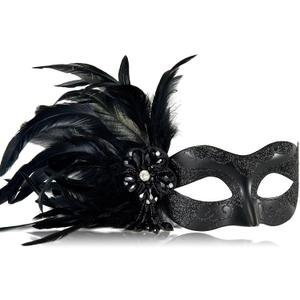 MYSEUNI 2025 New Black Masquerade Masks for Women with Feathers - Womens Mascarade Venetian Mask for Masquerade Party, Mardi Gras, Halloween Cosplay Prom, Christmas