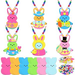 18 Leaf Easter Crafts Kits for Kids DIY Necklaces Beaded Necklace Arts Crafts Kit Make Your Own Easter Bead Necklace Making Kit for School Classroom Art Activities Easter Gifts