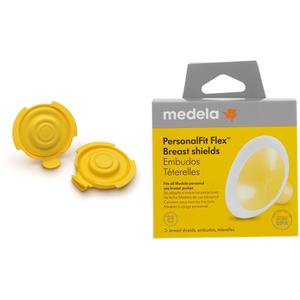 Medela PersonalFit Flex Breast Shields, 2 Pack of Medium 24mm Breast Pump Flanges & PersonalFit Flex Replacement Membranes, 2-Pack