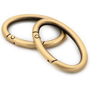 Spring Oval Rings Metal Oval Carabiner Snap Clip, 10 PCS Buckle for DIY Key Chains, Bags, Purses (1 1/2",Brushed Brass)