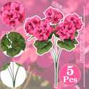 5 Pcs Faux Geranium Flowers for Outdoor Decor Rose Red