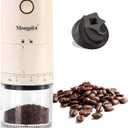 Mongdio Portable Electric Coffee Bean Grinder with 38 Adjustable Settings, Rechargeable Coffee Grinders for Home Use, Coffee Grinder for Travel - White