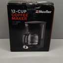 Mueller 12-Cup Drip Coffee Maker - Borosilicate Carafe, Auto-Off, Reusable Filter, Anti-Drip, Keep-Warm Function, Clear Water Level Window Coffee Machine, Kitchen Essentials & Accessories (Black)