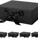 LFBOX Black Gift Box with Ribbon Magnetic Lids 10.2x9x3.74 in, Bridesmaid Groomsman Proposal Boxes, Wedding Graduation Storage Box 5 Pack