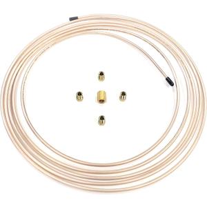 The Stop Shop 15 Ft Roll of 3/16" (.028" Wall) Copper/Cupronickel Brake Line Tubing with fittings & union