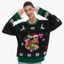 HSCTEK Light Up Women Knitted Christmas Sweater Size Large