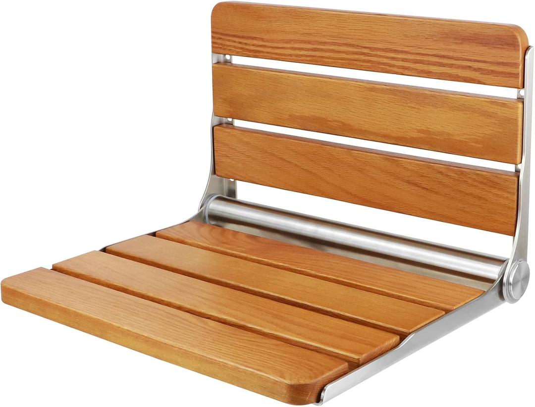 18 Inch Foldable Shower Seat Wall Mounted, Folding Shower Bench for Small Shower Spaces, 400lbs Max Load for Inside Shower, Foldable Chair for Seniors Adults,304 Stainless Steel