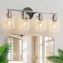 4 Light Bathroom Lighting Fixtures Over Mirror with Clear Glass Shade, Modern Vintage Wall Lamp Fixture for Mirror,Bedroom,Living Room,Kitchen,HallwayE26 Base (Bulb Not Included)