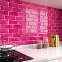 Decotalk Pink Peel and Stick Backsplash for Kitchen 12"x12" Subway Tile Backsplash 3-Pack Back Splash for Kitchen Wall Hot Pink Backsplashes Tile Self Adhesive Stick on Back Splash Tiles for Bathroom