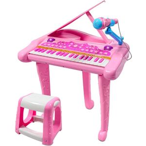 Dollox Keyboard Piano for Kids, 37-Key Toddler Piano Musical Instrument Toy, Electric Keyboard for Girls, 3, 4, 5, 6, 7 Years Old Birthday Gift - Mini Music Toy with Stool (Pink)