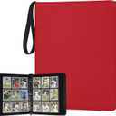 9 Pocket Card Binder, Premium Zip Trading Card Binder, 720 Double Sided Pocket PU Card Collection Binder, Collector Card Album, Card Folder for MTG, TCG, Sports Cards, Game Cards (RED)