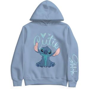 Disney Minnie Mouse, Winnie The Pooh, Lilo and Stitch Girls Pullover Hoodie for Kids (6, Blue)