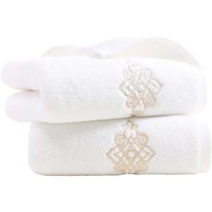 YiLUOMO Super Thick Luxury White Hand Towels Soft 100% Cotton Highly Absorbent Embroidered Decorative Hand Towel Set for Bathroom Hotel & Spa(13 x 29 Inch, 2 Pack)