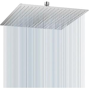 Rain Shower head, High Flow Stainless Steel Square Rainfall ShowerHead, Waterfall Bath Shower Body Covering, Ceiling or Wall Mount (16" Chrome Finish)