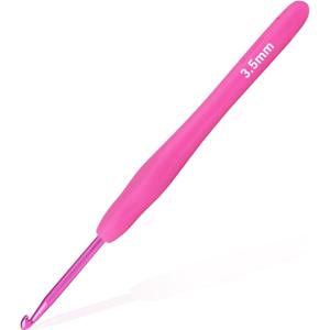 3.5mm Crochet Hook, Supers Smooth 3.5 mm Ergonomic Crochet Hooks for Beginner, Comfort for Arthritic (Dark Pink)