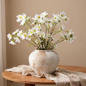 Suncalla 4 Pcs Artificial Daisy Flowers White Fake Cosmos Branches Flowers Faux Silk Artificial Wildflowers 27'' for Vase Floral Table Centerpieces DIY Spring Home Arrangements Wedding Bouquets Decor