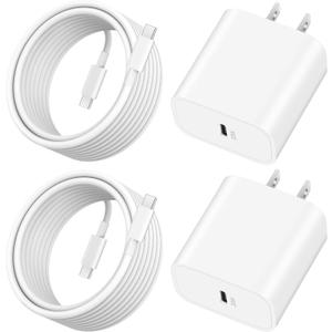 iPhone 17 16 15 Charger 10FT Fast Charging, 2 Pack 20W Type C Wall Charger Block with 10Foot Long USB C to C Cable for iPhone 17/17 Pro/17 Pro Max/Air/16/16 Pro Max/15/15 Pro Max/Plus, iPad, AirPods (White)