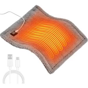 USB Heating Pad, 5V 3A Fast Heating with 3 Heat Settings & Auto Off, Travel Heating Pad for Neck, Shoulder, Back,Knee & Period Cramps. 12"x16" Fleece Heated Pad with USBA to USBC Cable, Grey