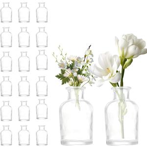 20 Pcs Glass Bud Vase in Bulk, Clear Mini Flower Vases for Centerpieces, Glass Bottles Table Decoration for Party, Wedding, Housewarming, Christmas, Birthdays, Home Decor