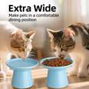 6.2 Inch Extra Wide Elevated Ceramic Cat Bowls, Food and Water Bowl Set for Elder Big Cats Small Dogs, Raised Design for Pet Easy Eating, Protect Cat's Spine Set of 2(Blue)