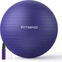 FITMIND_ Extra Thick Exercise Ball Yoga Ball 22in/26in/30in for Workout Pregnancy Stability,Anti-Burst and Slip Resistant Swiss Ball with Pump for Yoga, Pilates, Fitness,Birthing,Physical Therapy (75cm, Purple)