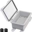 YETLEBOX Waterproof Electrical Box Dustproof Junction Box Weatherproof IP67 ABS Plastic Enclosure Switch Router Project Box with Mounting Plate with Wall Bracket 2 Cable Glands Clear 5.9"x3.9"x2.8"