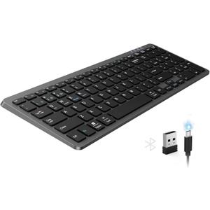 TECKNET Rechargeable Bluetooth Slim Wireless Keyboards  USB+BT Compact Keyboard with Number Pad, Multi Devices Easy Switch, Low Profile Flat Keyboards for Laptop, Computer, MacBook, Mac, Windows