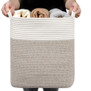 Large Woven Basket//With Handle, Used for Toys and Fabric Storage Basket used for Storing xl Storage Box, Decorative Storage Box Room (14L*15.7H White Brown, 14L*10W*15.7H)