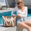 HOMESPON Beach Bag Large Waterproof Sandproof Tote for Women with Zipper and Mesh Pockets