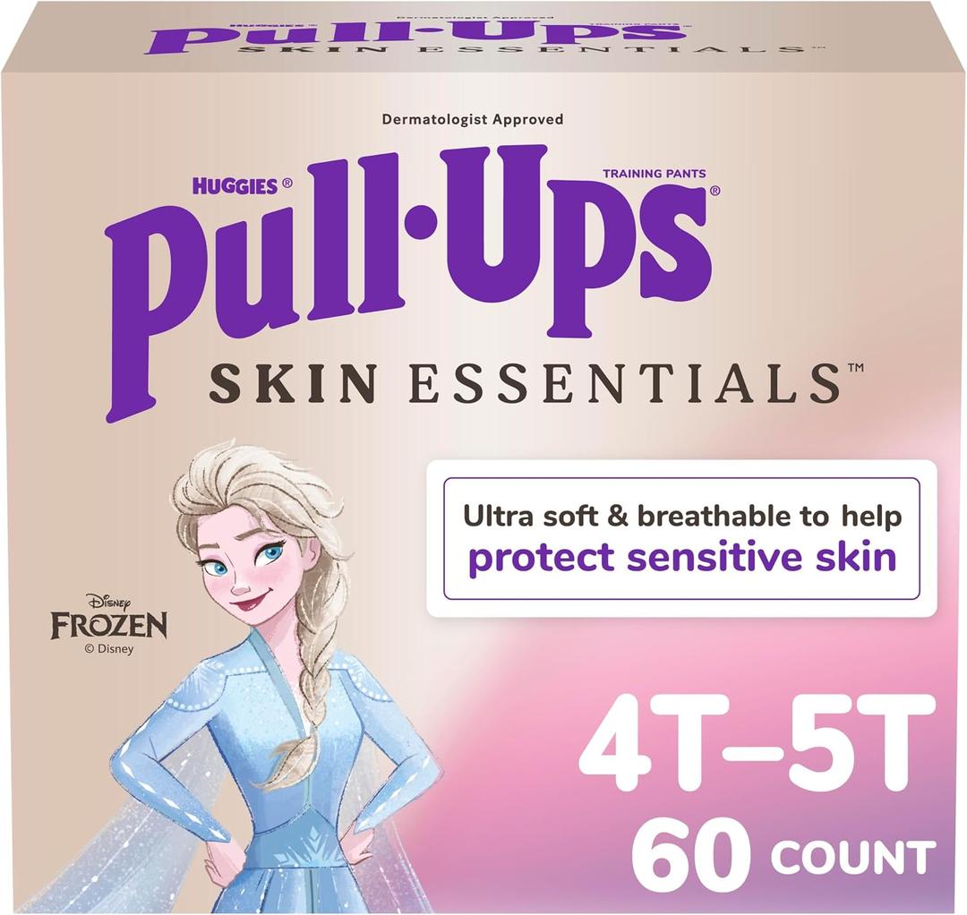 Pull-Ups Girls' Skin Essentials Potty Training Pants, Training Underwear, 4T-5T (38-50 lbs), 60 Ct