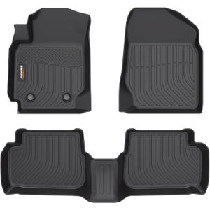 Binmotor-All Weather Floor Mats for Toyota Corolla 2003-2008 (Without Heating Vents Below The Front Row Seats), Include 1st+2nd Row, TPE Rubber Liners Custom Fit for Toyota Corolla Accessories