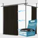 JILRON No-Drill Room Divider Curtains Set: Includes 106" W x 96" L Black Curtain 2-Panel & Adjustable Pole Brackets (72-200" W x 43-120" H Adjustable Range)