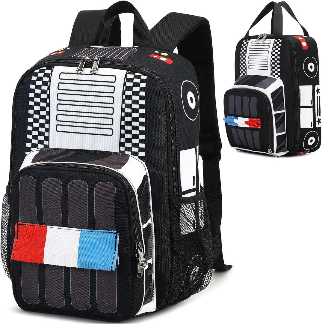 Kids School Backpack with Lunch Box for Boy Kindergarten BookBag School Bag Preschool Kindergarten Toddler Backpack (Police Car)