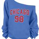 LXLFASHGL Women's Off The Shoulder Sweatshirts Tops Oversized Sweatshirt Streetwear Y2K Jersey Number Graphic Long Sleeve, XL