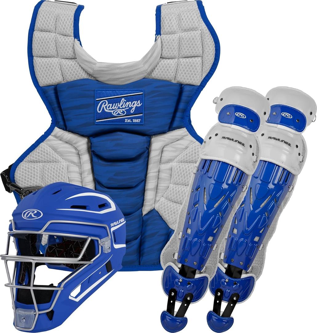 Rawlings | Velo 2.0 Baseball Catcher's Set | NOCSAE Certified | Adult 15+ | Royal/White