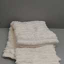 BEDELITE Fleece Throw Blanket for Couch - 300GSM Soft & Warm Fluffy Cream White Blanket, Decorative and Giftable Striped Blankets for Women, Men, 50"x60"