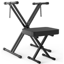 GLEAM Keyboard Stand and Bench Set, Double X Style Digital Piano Stand Height from 19" to 38", Heavy Density Foam Padded Stool from 14" to 18" Black