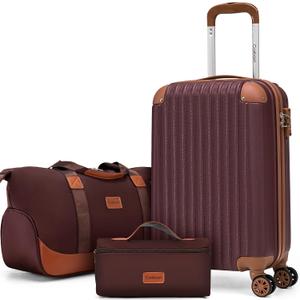 Cosbarn Carry On Luggage Sets 3 Piece, 20 Inch Luggage 22x14x9 Airline Approved with Wheels and TSA Lock, ABS Lightweight Hardshell Travel Suitcase Set with Duffel Bag Travel Bag for Men Women