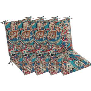 Set of 4 Outdoor Dining Chair Cushions, Comfort Patio Seating Cushions, 44 x21x4.5 inch, Single Welt and Zipper (Blue Trumpet Flowers), 4 Pack