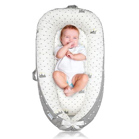 Baby Lounger, Ultra Breathable Soft Cotton Perfect for Tummy Time, Portable & Adjustable Infant Floor Seat for Traveling | Newborn Shower Gift(Triangle) Another Pattern