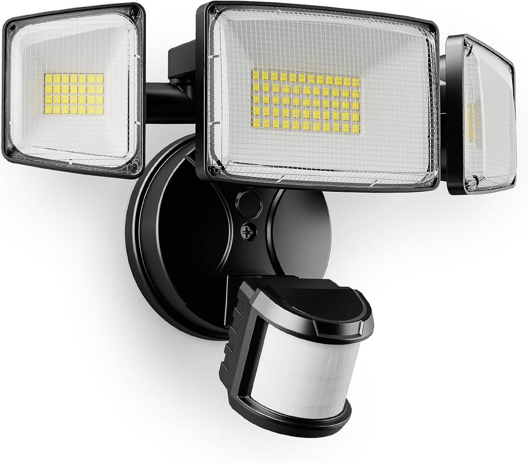 Onforu 100W LED Motion Sensor Outdoor Lights, Dusk to Dawn Flood Light Outdoor Motion Sensor, Hardwired Security Lights Floodlights Outside 11000LM 6500K Daylight IP65 Waterproof (Black) (Standard Size)