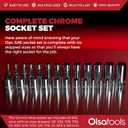 Olsa Tools SAE Shallow Socket Set - 1/4-Inch Drive, 13pc - 6-Point Chrome Sockets 1/8" to 5/8" and No Skipped Sizes - Mechanic Shallow SAE Socket Set - Professional Grade Short Sockets - Part: 1330
